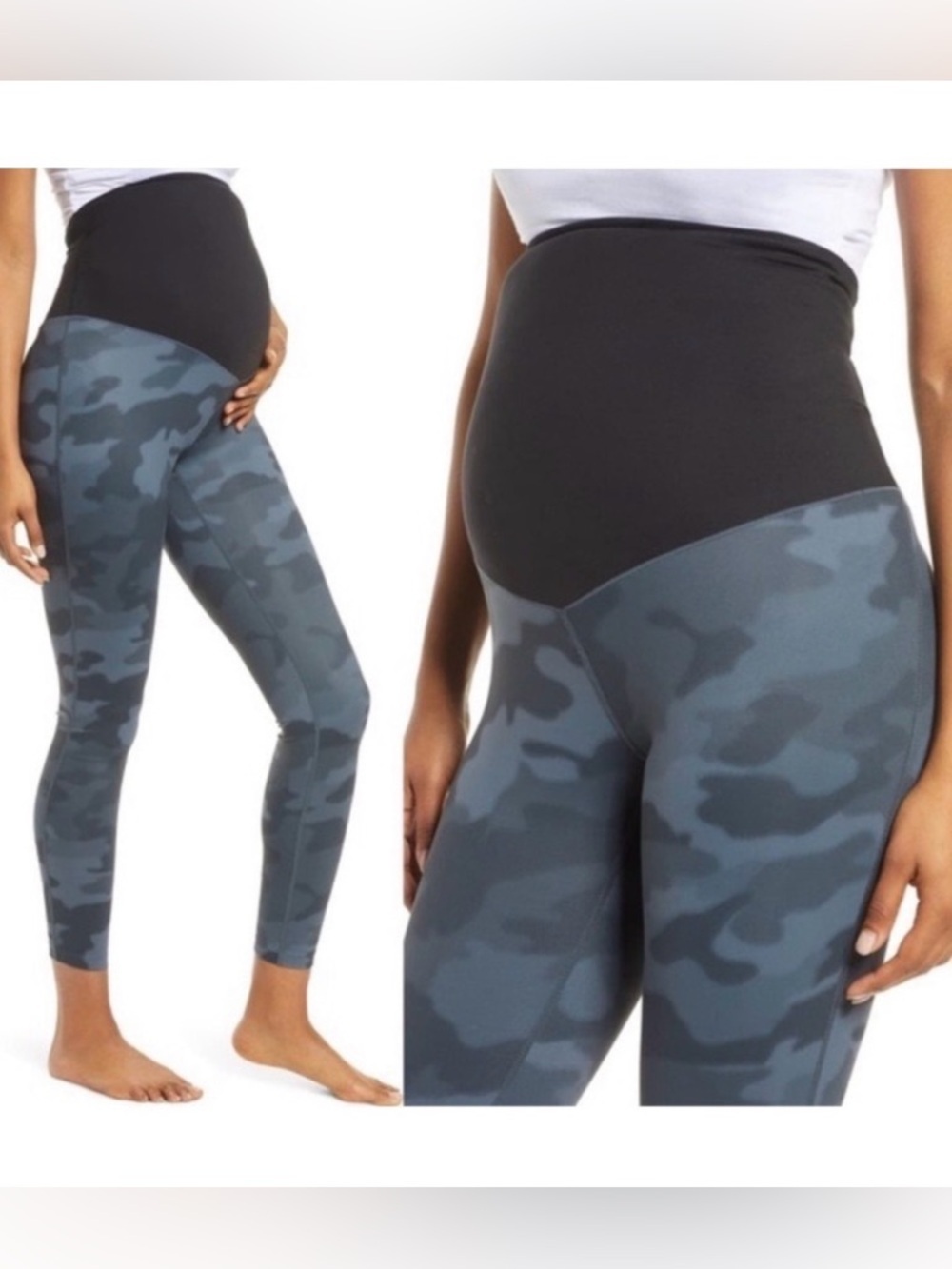 Zella Live In Maternity 7/8 Legging Gray Camo Over the Belly Comfy Sporty